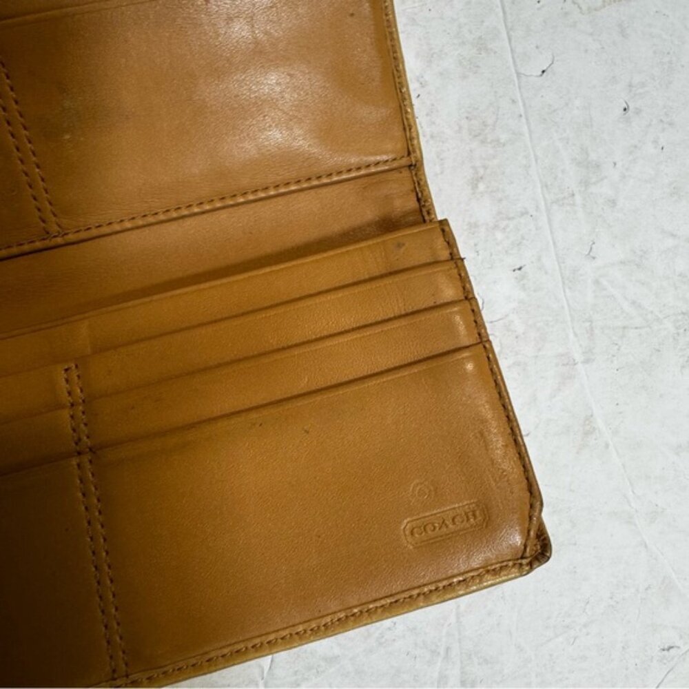 Coach Vintage Soho Leather Wallet Topstitch Neutral Buckle Logo Clutch Organizer - Picture 12 of 16